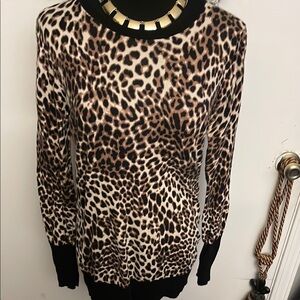 Worthington Leopard Print Top - Black and Brown
